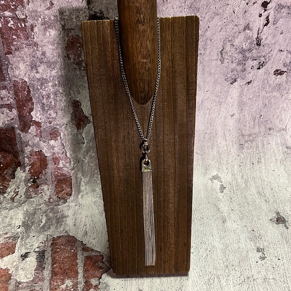 NWT The Limited Long Silver Fringe Tassel Necklace - Picture 1 of 9